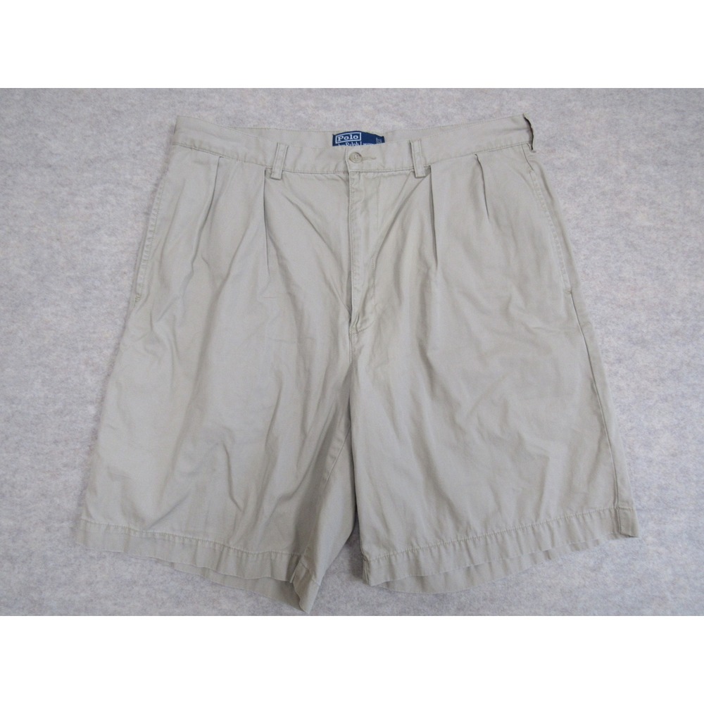 Polo Ralph Lauren Tyler Short Mens 36 Khaki Tan Pleated Cotton Chino Shorts